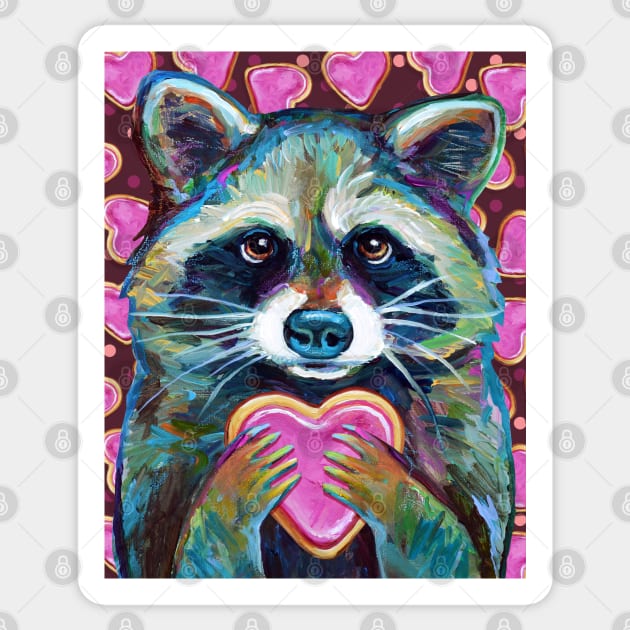 Valentine's Day Racoon With Sugar Cookie Sticker by RobertPhelpsArt